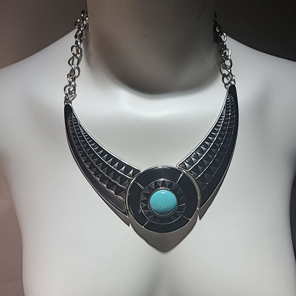 NWT Vintage Da Vinci Necklace W/ Earrings  TURQUOISE Silver Tone - Picture 7 of 7